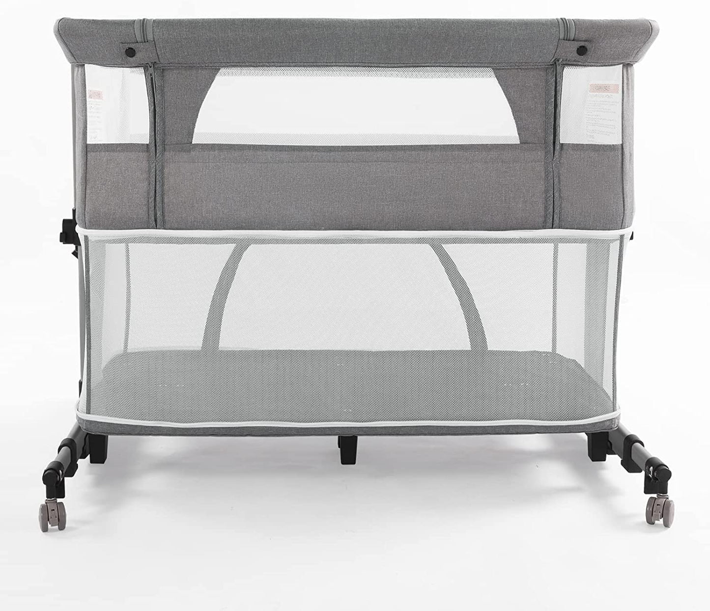 Baby Bassinet Bedside Sleeper Bedside Crib,3 in 1 Travel Baby Crib with Portable Bag,Gray