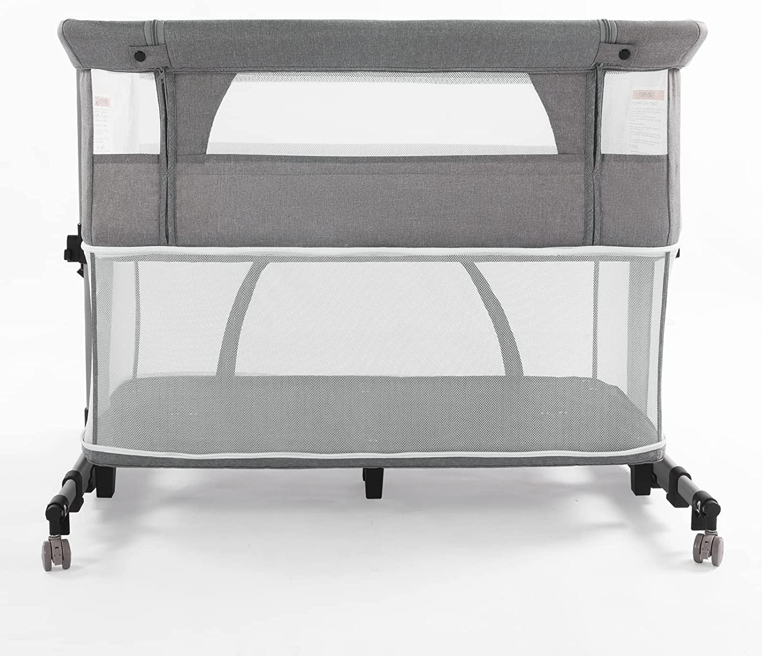 Baby Bassinet Bedside Sleeper Bedside Crib,3 in 1 Travel Baby Crib with Portable Bag,Gray